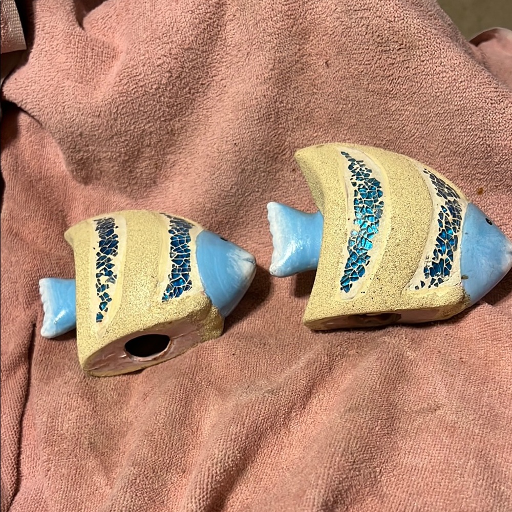 Decorative Fish Ornament - Blue and Cream